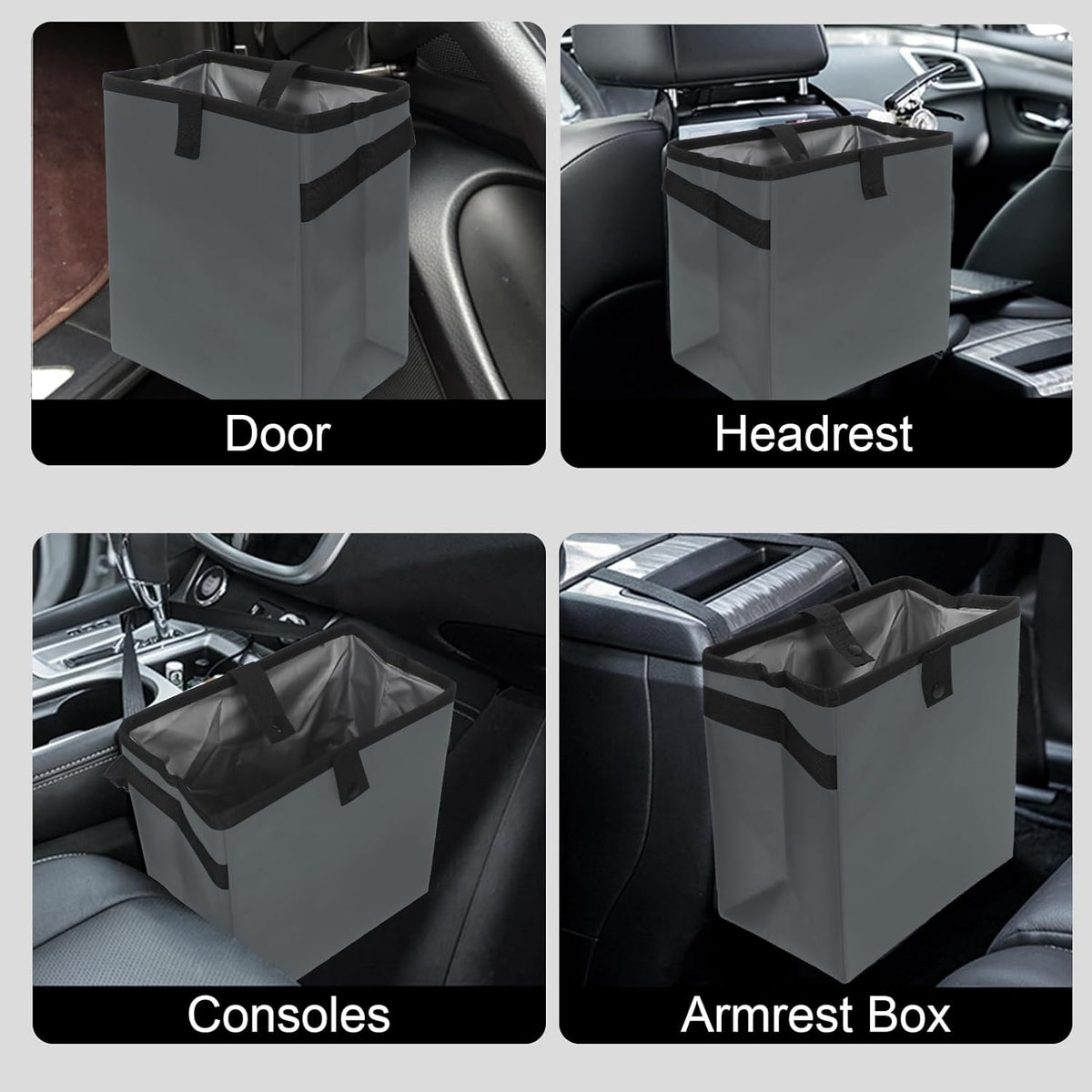 Homelove Car Trash Can, Leak-Proof Waterproof Trash Bin Collapsible Portable Auto Garbage Bag Large Capacity Trashcan Storage Bag Multipurpose Car Organizer Hanging (Black)