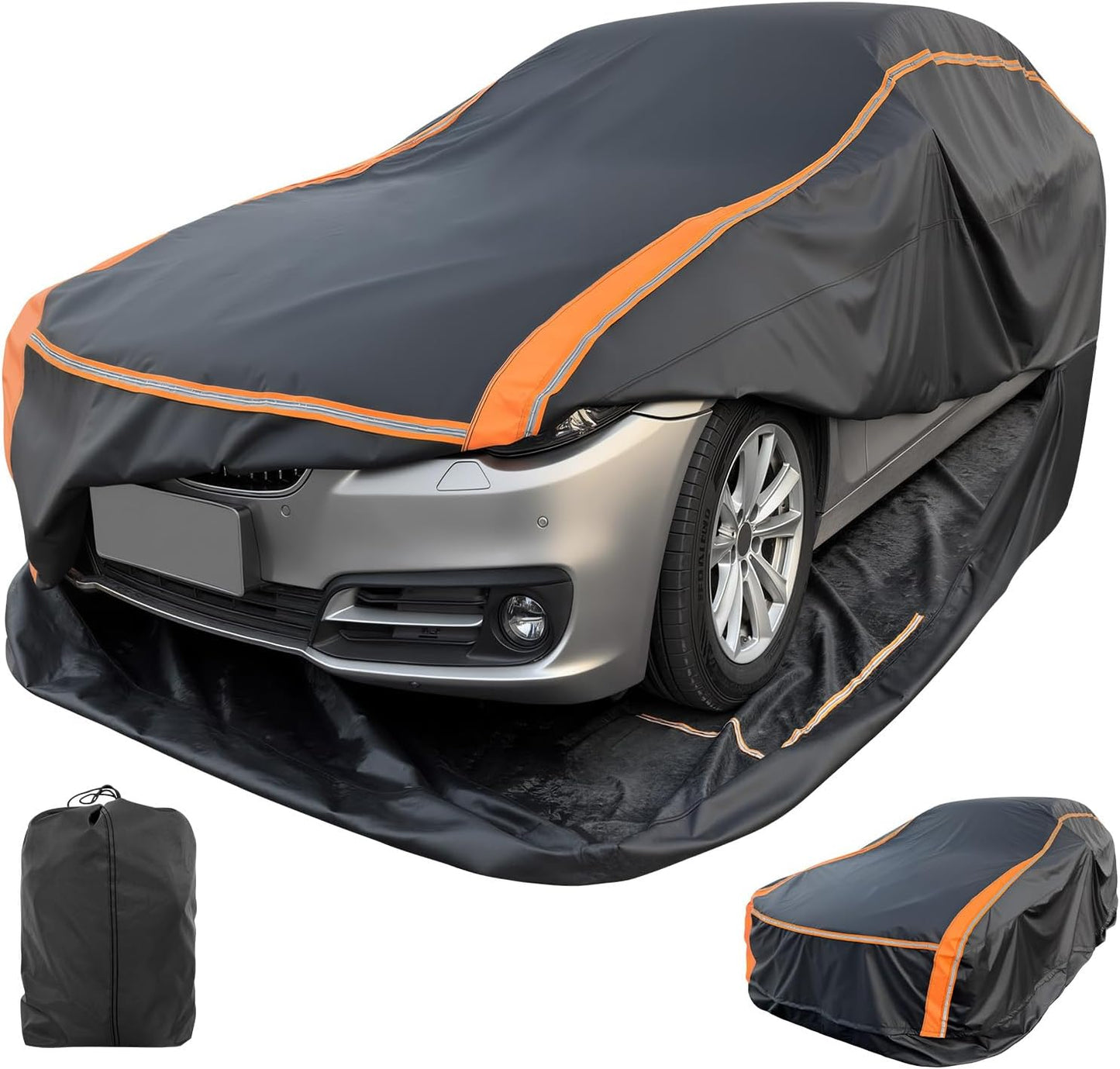Patented Fully Enclosed Car Cover Waterproof All Weather 2-in-1 for Chevrolet/Chevy Corvette,Honda Civic,Toyota Corolla Automobiles Universal Fit Sedan/Coupe/Cabrio Length 178-185 Inch Exterior Covers
