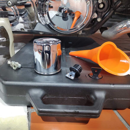 XFMT Oil Drain Pan 10 Quart Low Profile Oil Drain Container for Oil Change, Panel Groove Design, with Portable Handle & Sealing Caps, Universal Fit For Motorcycle Car ATV