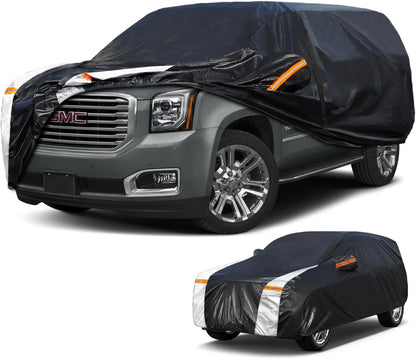 Large SUV Car Cover for Chevy Suburban 100% Waterproof All Weather, Heavy Duty Outdoor Full Exterior Covers Rain Sun Wind UV Protection. - Colors C