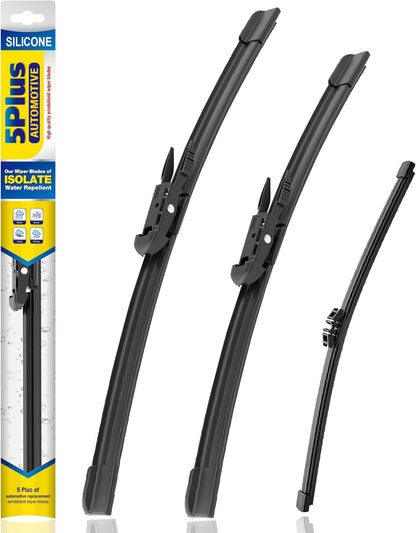5 PLUS® Silicone Windshield Wipers Replacement for 2007-2014 Ford edge, 2007-2015 Lincoln MKX Wiper Blades(Set of 3),Automotive Replacement Windshield Wiper Blades For My Car-26"/20"/14" - Colors A