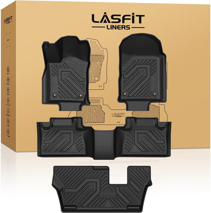 LASFIT Floor Mats for 2019-2025 2026 Ram 2500/3500 Crew Cab Bucket Seat for Carpet & Vinyl Floor (NOT fit Model with PTO Kit), All Weather TPE Custom Fit Car Mats Floor Liners 1st & 2nd Row, Black