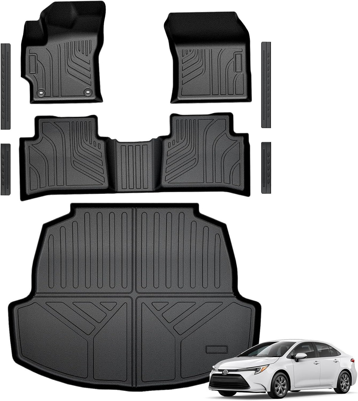 Floor Mats for Toyota Sienna 2021-2026, All Weather Floor Mats Lower Trunk Cargo Liner Accessories, Full Coverage Set (Fit 8-Seat with Spare Tire)