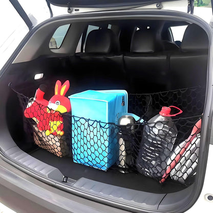 BAILALIBO Cargo Net Stretchable, Adjustable Elastic Trunk Mesh Nets with Metal Hook Universal for SUV, Jeep, Trucks, Car Exterior Accessories for Secure Storage (35.4x15.8 inch)