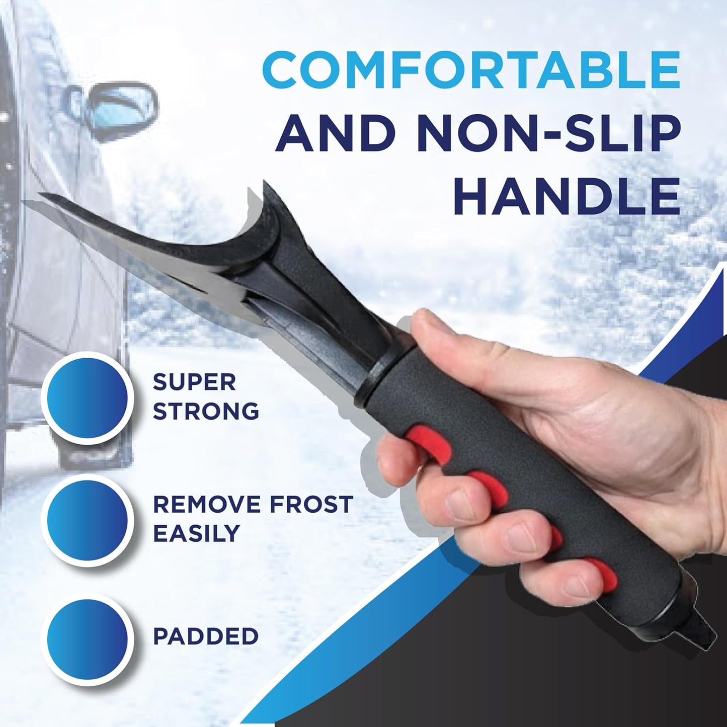 RevHeads Ice Scraper for Car Windshield with Snow Brush - Telescopic Handle to 28" - Brush End to Clear Snow, Chisel Side for Frost, Claw Side for ICY Chunks