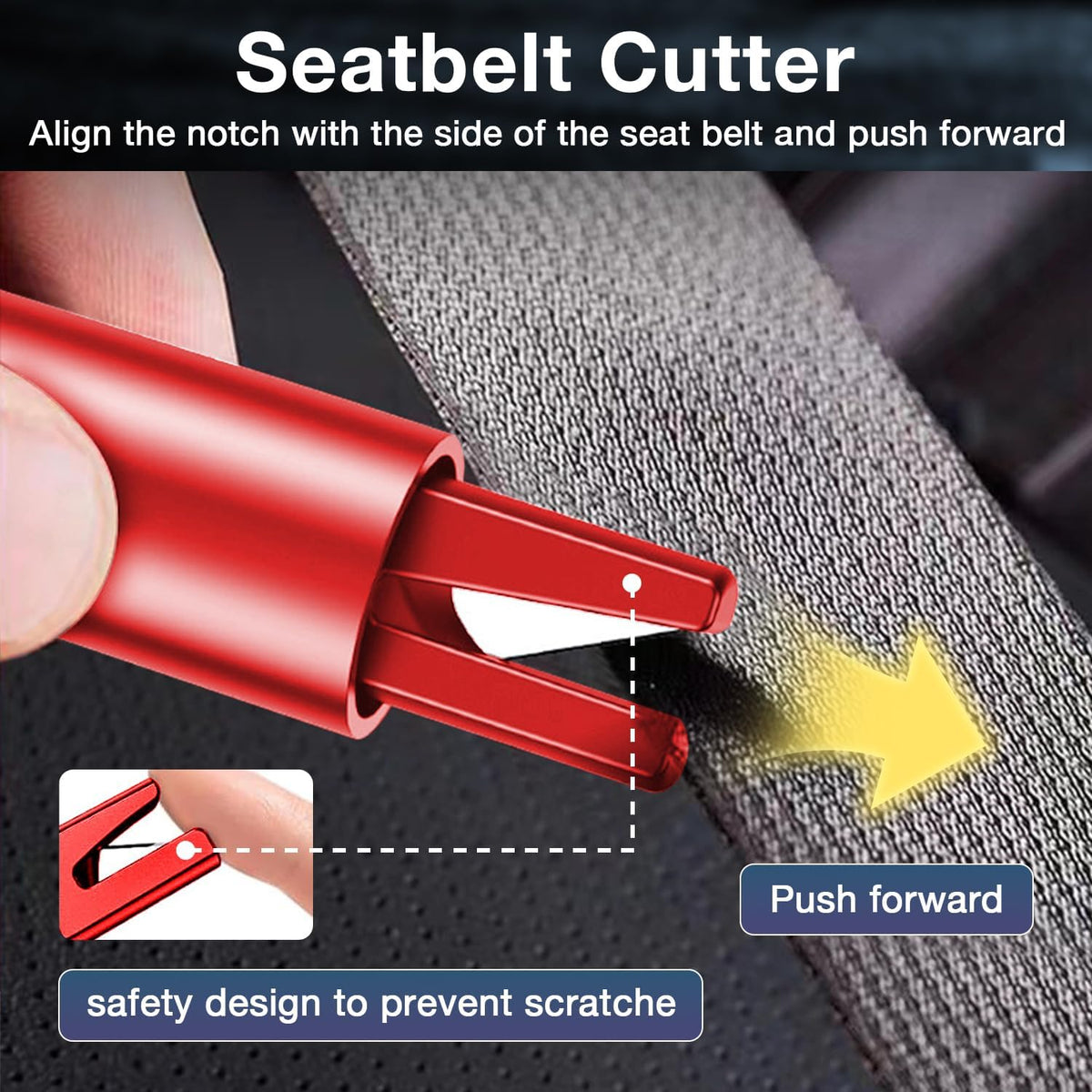 MOTORBUDDY 4-Pack Emergency Escape Hammer Seat Belt Cutter,Auto Car Safety Hammer with Window Glass Breaker，Escape Tool for Car Accidents