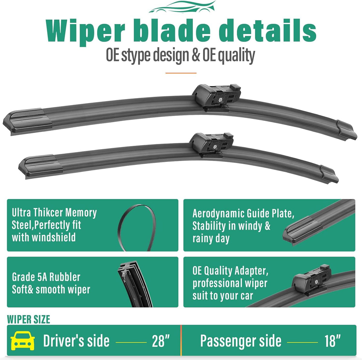 26" 16" 12" Windshield Wiper Blades Replacement for Toyota RAV4 2019 2020 2021 2022 2023 2024 2025 RAV 4 / Mazda 5 2006-2015 Premium All Weather Front Rear Wipers Set - OEM Quality (Pack of 3) - Colors B