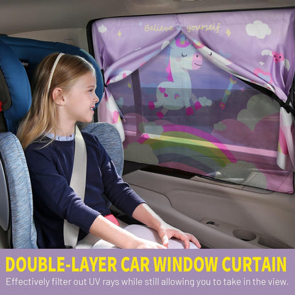 Car Window Shades, 2 PCS Magnetic Double Layer Auto Sun Shade for Side Windows Privacy Full Covers/Half Shade Options Back Car Window Curtains for Baby Protection