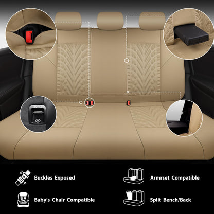 CAR PASS Car Seat Covers Full Sets, Front & Split Rear Bench for Car, 3D Tyre Embossed Automotive Interior Covers, Airbag Compatible, Quick Setup Universal Fit Seat Covers for Car, SUV(Charcoal)