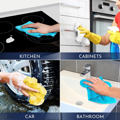 GLIMGLINT Black Microfiber Cleaning Cloth,150PK Reusable Cleaning Rags,Highly Absorbent Shop Rags Bulk,All-Purpose Car Cleaning Towels for TV Screen, Kitchen, Bathroom, Restaurant, Garage, 14"X12"