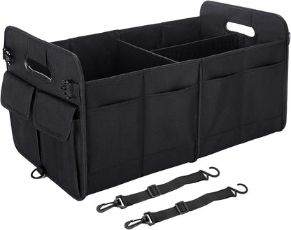titiyiof Trunk Organizer For Suv & Sedan,Car Organizers and Storage, Waterproof Collapsible & Adjustable Straps,Sturdy Car Organization for Car Accessories, Tools,Food，Sundries,2-3 Compartment（Beige）