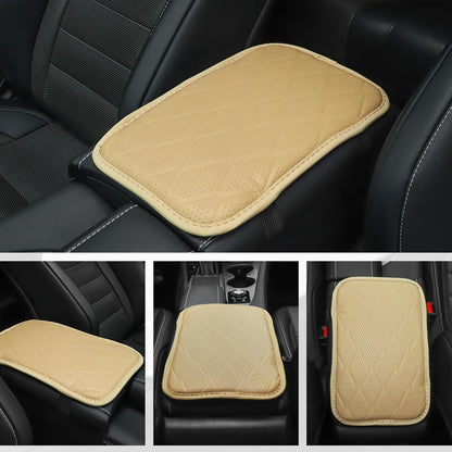 Amiss Car Center Console Cover, Upgraded Leather Car Armrest Cushion with 2 Storage Pockets, Universal Waterproof Cushion Pad, Non-Slip Car Interior Accessories, Fits Most Sedans SUVs Trucks (Black)