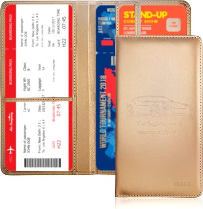 Car Registration and Insurance Card Holder - Leather Vehicle Glove Box Automobile Documents Paperwork Wallet Case Organizer for ID, Driver's License, Key, Cards - Car Accessories for Women&Men