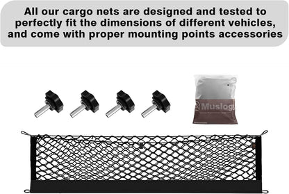 Muslogy Truck Bed Cargo Net Trunk Netting Compatible with 2023-2025 2026 Honda CR-V Accessories, Pickup Cargo Organizer SUV Sedan Storage Net w/Heavy Duty Carabiners - Colors A