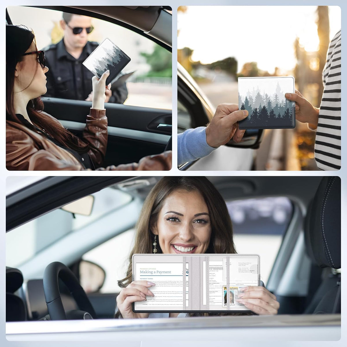 Car Registration and Insurance Card Holder，Vehicle Glove Box Car Organizer，Accessories Case for Storing Driving Licences, Cards, Documents