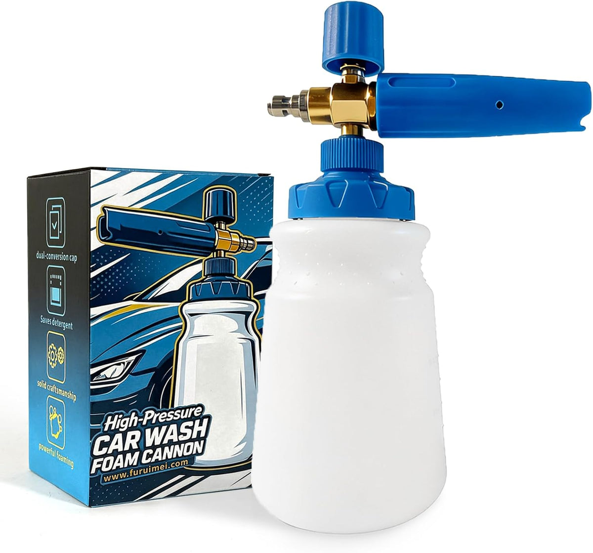 ESP Foam Cannon Snow Foam Lance Pressure Power Jet Washer Quick Release Adjustable Nozzle with 1 Liter Bottle Washing Mitts 1 Towel