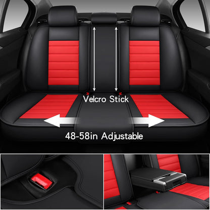 MINGBRON Car Seat Cover Full Set, Leather Car Seat Cover, Waterproof Seat Covers, Car Seat Cushion, Nappa Leather Seat Covers Car Seat Protector Universal Fit Most Cars Black