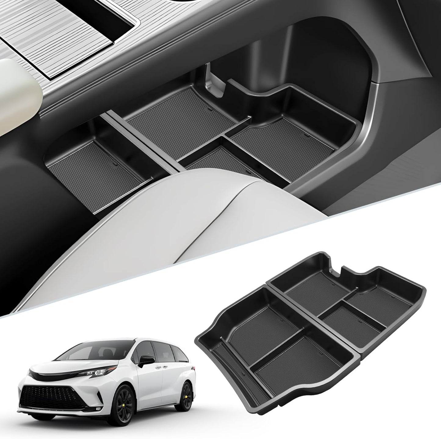 SKTU 2-Pack 2023 2024 2025 2026 Lexu s RX350 Center Console Organizer for 2023-2026 Lexu s RX350/RX450h/RX500h Console Tray 2023 2024 2025 2026 RX350 Accessories with Sunglasses Holder [Double Layers]