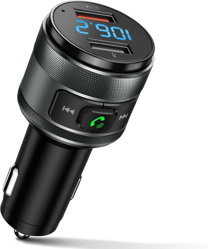 IMDEN Bluetooth 6.0 FM Transmitter for Car, MP3 Music Player Wireless Radio Adapter Kit with QC 3.0 Fast Charger, Hands-Free Calling, Supports USB Drive for 12V/24V Vehicles