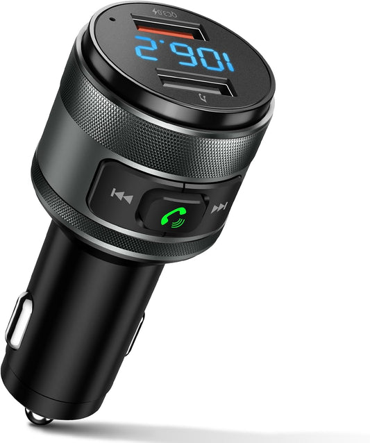 IMDEN Bluetooth 6.0 FM Transmitter for Car, MP3 Music Player Wireless Radio Adapter Kit with QC 3.0 Fast Charger, Hands-Free Calling, Supports USB Drive for 12V/24V Vehicles