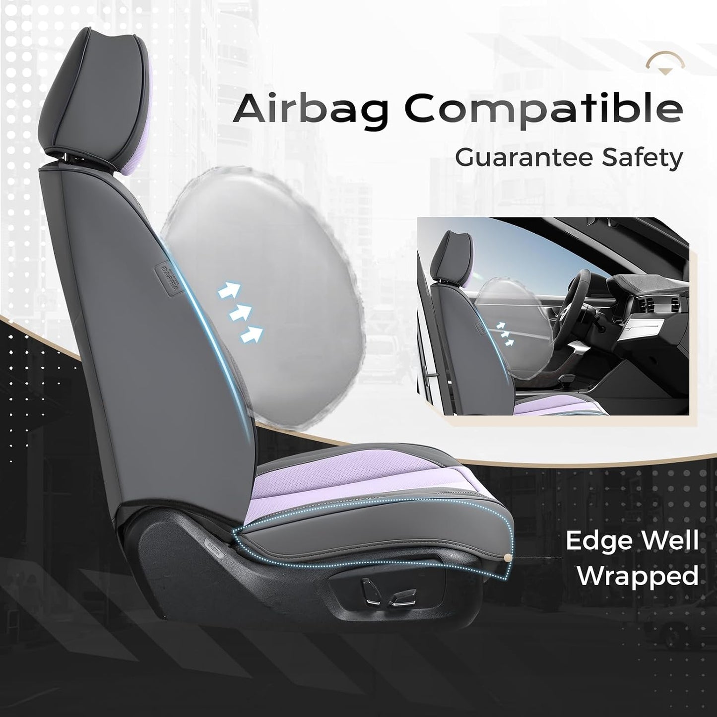 Coverado Seat Covers Full Set, Black Seat Covers for Cars 5 Seats, Car Seat Protector, Waterproof Nappa Leather Car Seat Cushion, Front and Rear Car Seat Cover Fit for Most Sedans SUV Pick-up Truck - Colors A