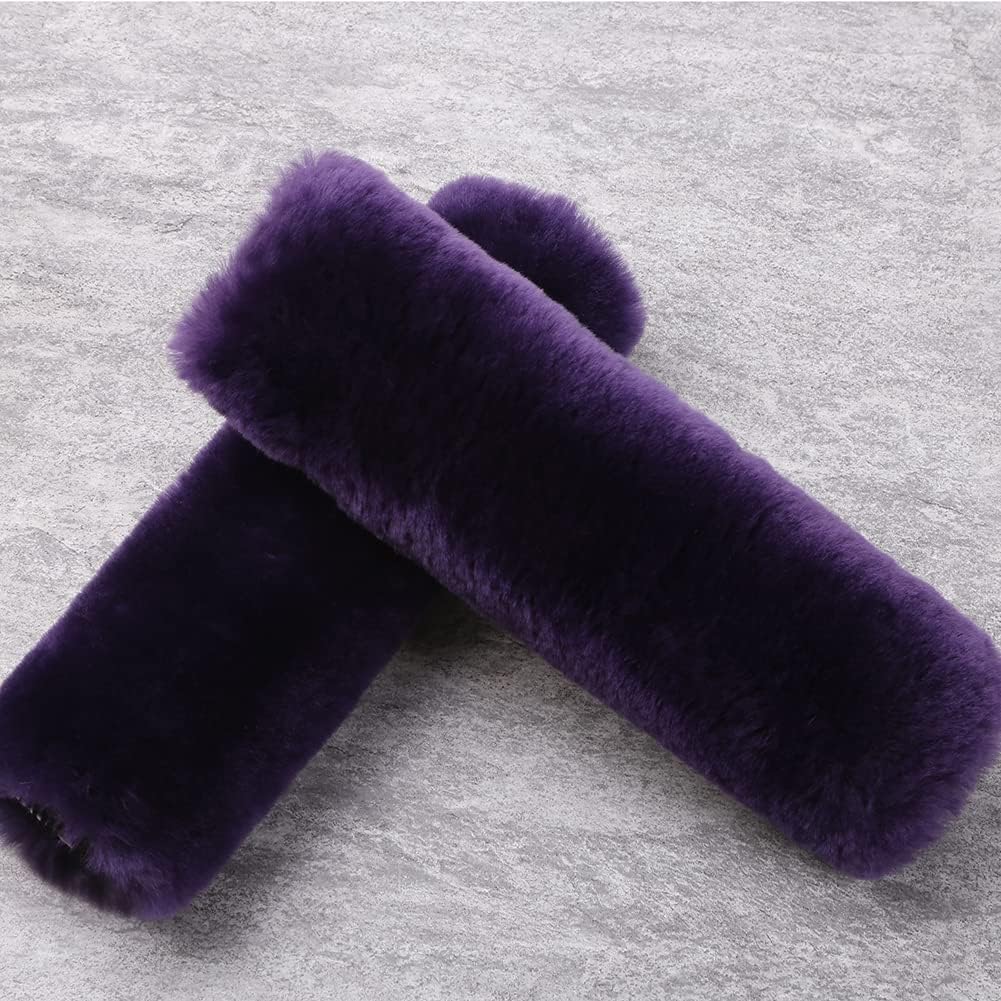 OGLAND Authentic Sheepskin Car Seat Belt Pad,2 Pack Soft Seat Belt Cover for Shoulder Pad Neck Cushion Protector Car Accessories by Genuine Natural Merino Wool (Misty Gray) - Colors B