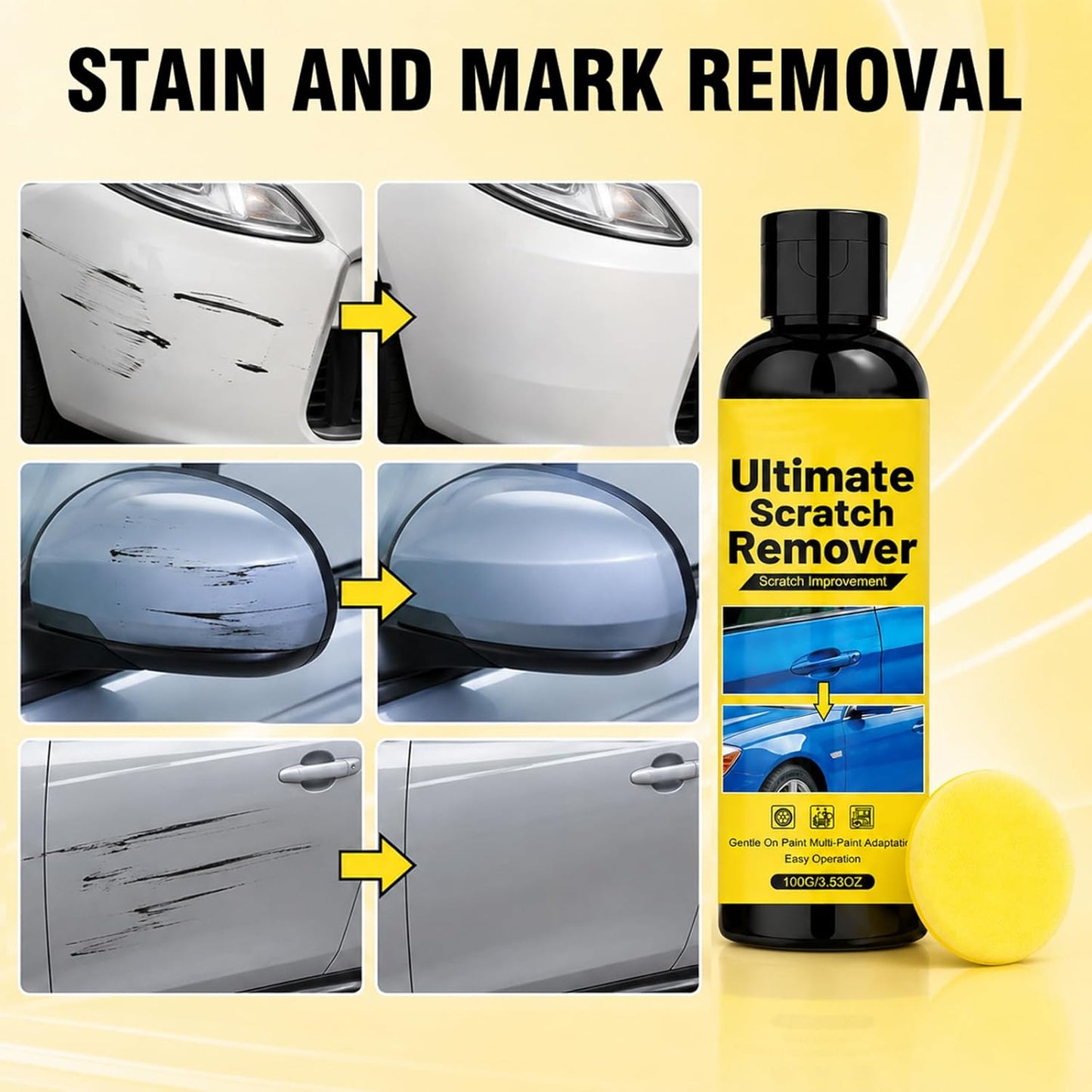 NanoPolix Car Scratch Remover, NanoPolix Scratch Remover, Plastic Polish Scratchs Removers, Quick Fix Removal Paste for Deep Scratches, All Paint Colors Polishing Kit（100g/3.53oz）(1)