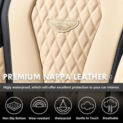 Coverado Seat Covers, Car Seat Covers Full Set, Black Car Seat Cover, Car Seat Covers Front Seats Back Seat Cover, Waterproof Car Seat Cushion, Leather Seat Covers Seat Protector Fit for Most Cars