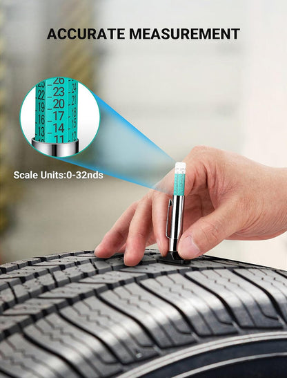 LUMITECO 3-Pack Tire Tread Depth Gauge, Color Coded Tire Tread Gauge in 1/32 Inch, Efficient Tread Depth Gauge 32nds Tire Measure Tool Depth for Car, Semi Truck Tire Wear Tread Checker