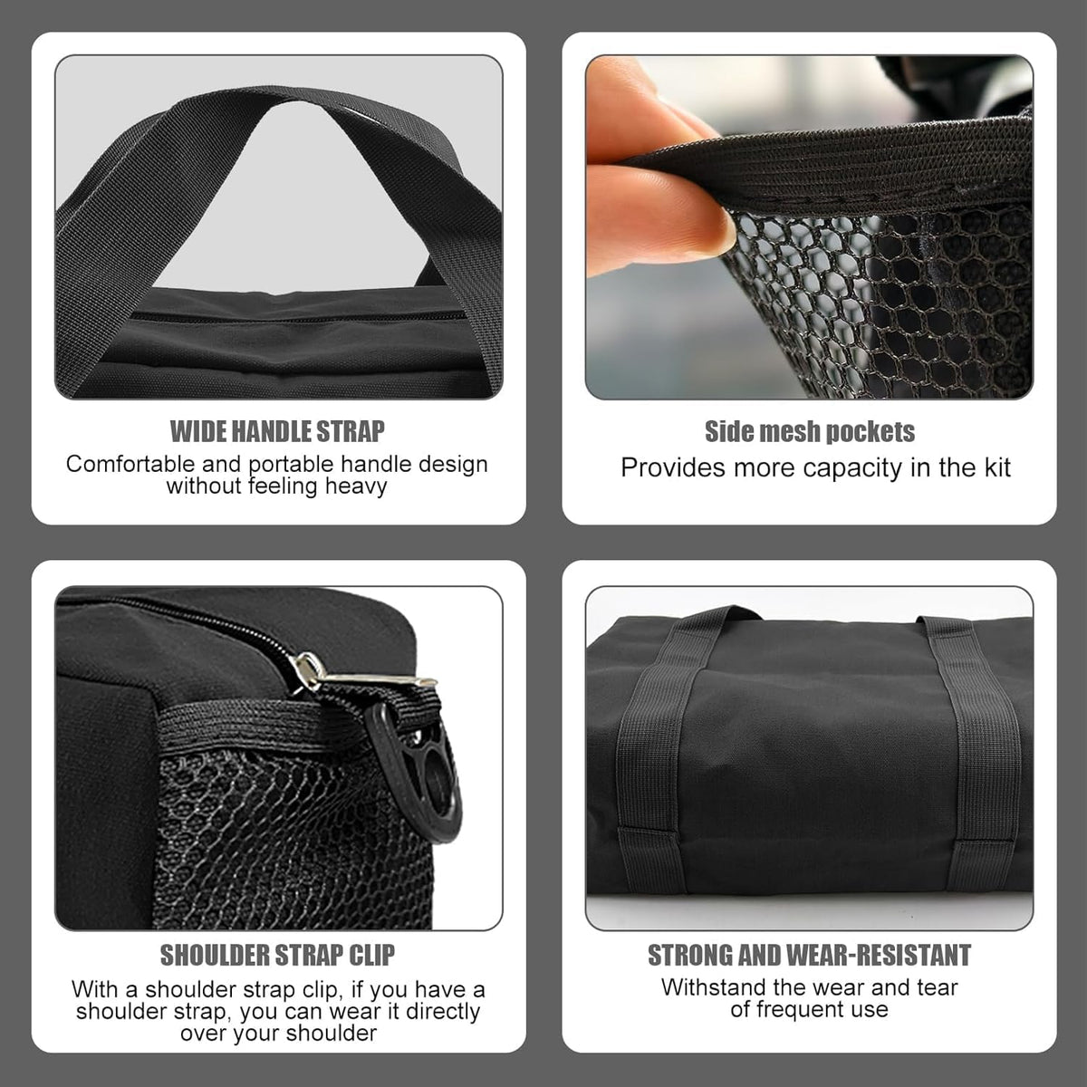 Small Tool Bag,Close Top Wide Mouth Tool Organizer Bag,Large Capacity Tool Bags for Men,Canvas Tool Storage Bag for Storage Handbag for Screwdrivers,Wrench,Pliers Hand Tools (black, 12 Inch)