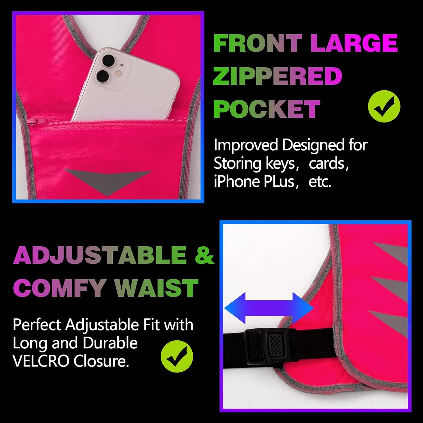 GoxRunx Reflective Running Vest Gear with Reflective Bands for Women Men Safety Reflective Vest for Walking Running Cycling at Night