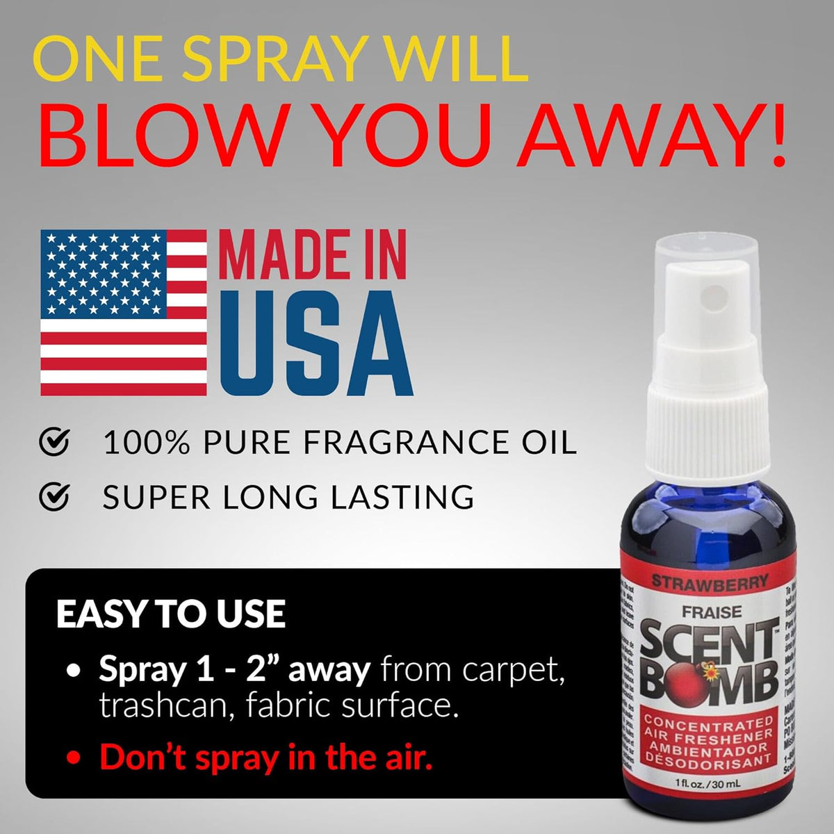 Scent Bomb Air Freshener Spray, Long-Lasting Odor Eliminator - Effective Deodorizer for Home & Car, Fresh Room Spray for Kitchen, Bathroom & Smell Neutralizer - 1 oz Pack of 4, Black Cherry Scent