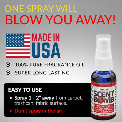 Scent Bomb Air Freshener Spray, Long-Lasting Odor Eliminator - Effective Deodorizer for Home & Car, Fresh Room Spray for Kitchen, Bathroom & Smell Neutralizer - 1 oz Pack of 4, Black Cherry Scent
