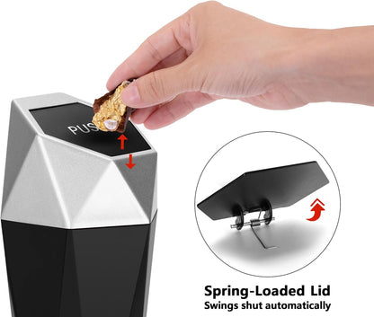Ginsco Car Trash Can Cup Holder, 2 Pack Mini Trash Can with Lid, Car Accessories for Interior, Leakproof Small Trash Cup for Home with Additional 2 ABS Hooks and 90pcs Trash Bags Black