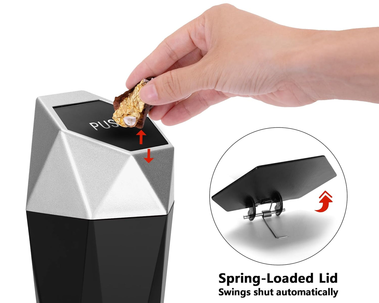 Ginsco 2 Pack Car Trash Can with Lid, Cup Holder Garbage Can for Car, Garbage Bin Cars Accessories for Interior, Leakproof Small Trash Bin, Mini Trash Can for Cars, Home, Bedroom, Office (Black)