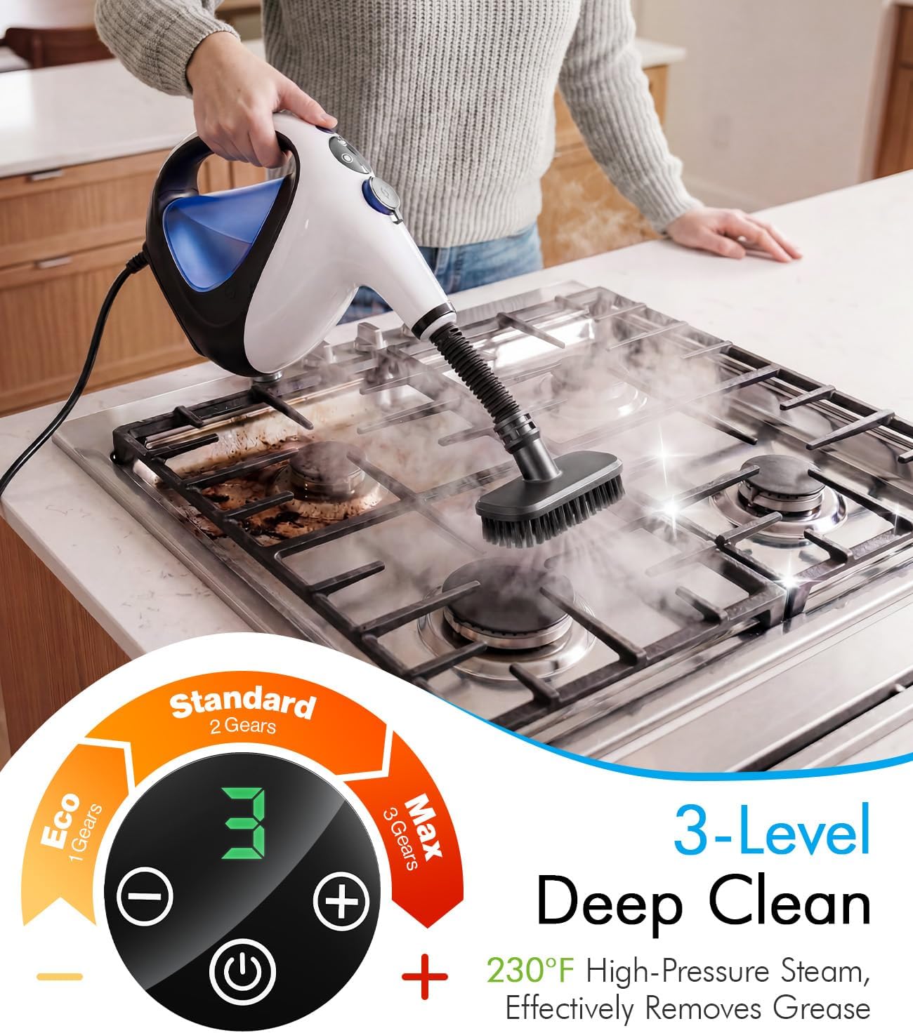 Handheld Steam Cleaner for Home 3s Instant Heat-Up No Need to Wait, Upgrade 2 LB Light Weight Easy Refill Portable Steamer Cleaner for Furniture Couch Grout Walls Kitchenware (White)
