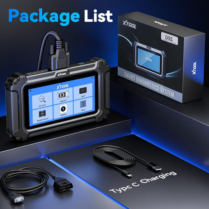 XTOOL D5S OBD2 Scanner, 16 Resets, Car Scanner for Engine ABS SRS Transmission, Crank Sensor Relearn, Throttle Relearn, EPB, Code Reader for Cars and Trucks, CAN FD&FCA Scan Tool, Lifetime Free Update