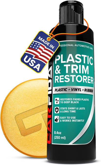 Carfidant Ultimate Trim & Plastic Restorer for Cars - Black Plastic Restorer - Restores Faded and Dull Plastic, Rubber, Vinyl - 8.4 fl oz