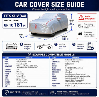 Car Cover for Sedan, Waterproof All Weather Heavy Duty, 360° Underbody Wrap Windproof Design, Quick Install Outdoor Vehicle Cover, Fits 186-193 in