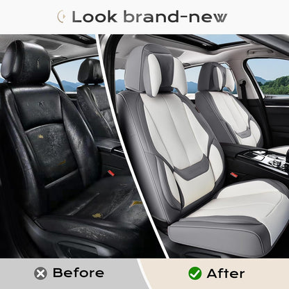 Coverado Seat Covers Full Set, Black Seat Covers for Cars 5 Seats, Car Seat Protector, Waterproof Nappa Leather Car Seat Cushion, Front and Rear Car Seat Cover Fit for Most Sedans SUV Pick-up Truck - Colors B