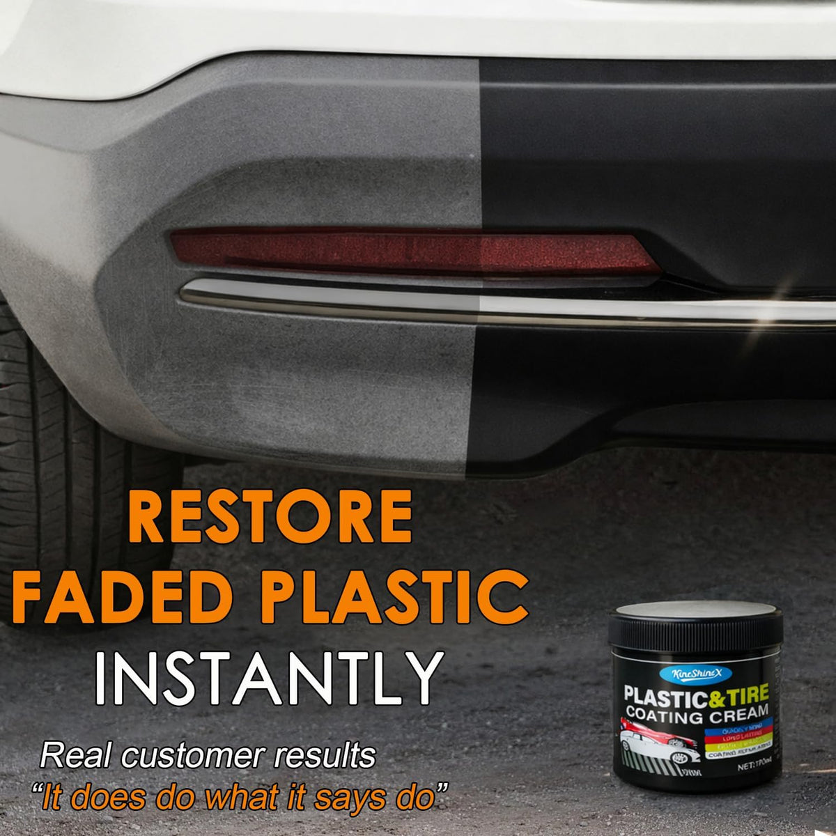 Black Trim Restorer, Plastic Restorer for Cars - Restore Faded Bumpers, Plastic, Trim, Vinyl & Rubber - Car Detailing Kit Tire Shine Applicator Shiny Stuff for Jeep, Truck Car Accessories - 6oz Paste