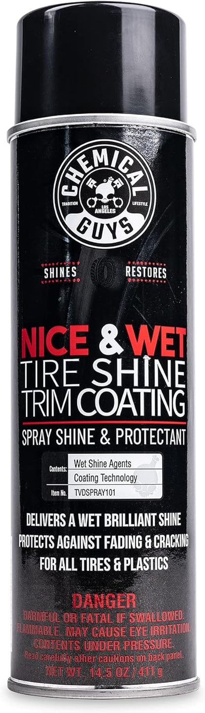 Chemical Guys TVDSPRAY101 Nice & Wet Tire Shine Trim Coating for Rubber, Plastic and Vinyl, Safe for Cars, Trucks, SUVs, Motorcycles, RVs & More, 14.5 fl oz