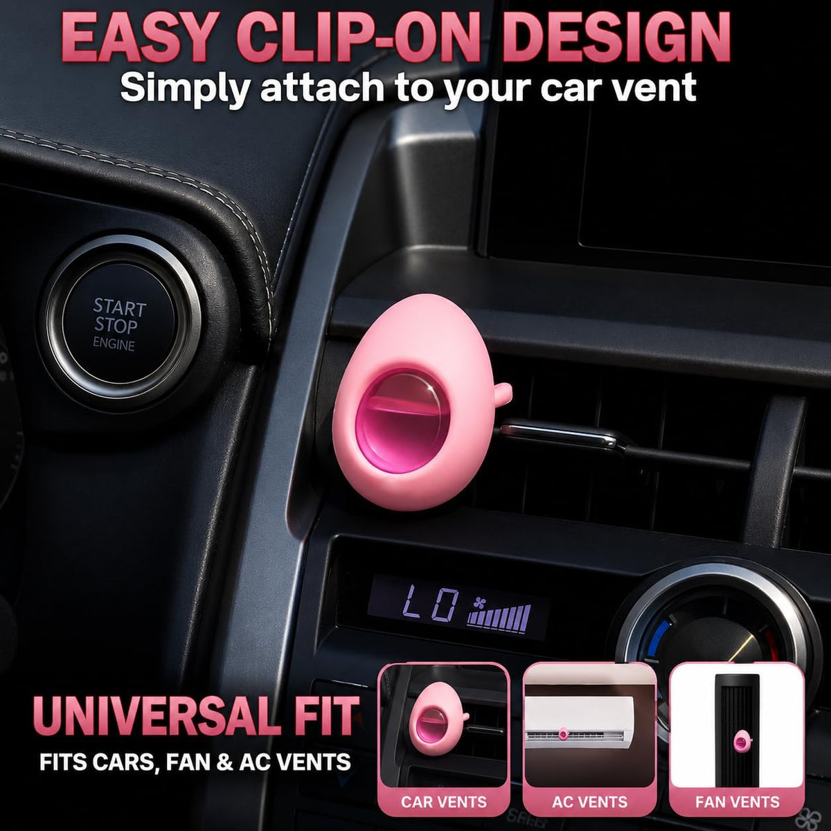 Air Jungles Car Air Freshener Vent Clip Honey Peach Scent, Pink Edition, 6 Pack (4ml Each), Long-Lasting Sweet Fruit Fragrance & Odor Eliminator, Up to 180 Days