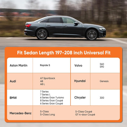 NEVERLAND Sedan Car Cover Waterproof Heavy Duty All Weather Protection Snow Anti-UV Windproof Outdoor Full Car Cover Fit for Automobiles BMW/Mercedes-Benz/Honda（for Car Size:183''L x 70''W x 59''H）