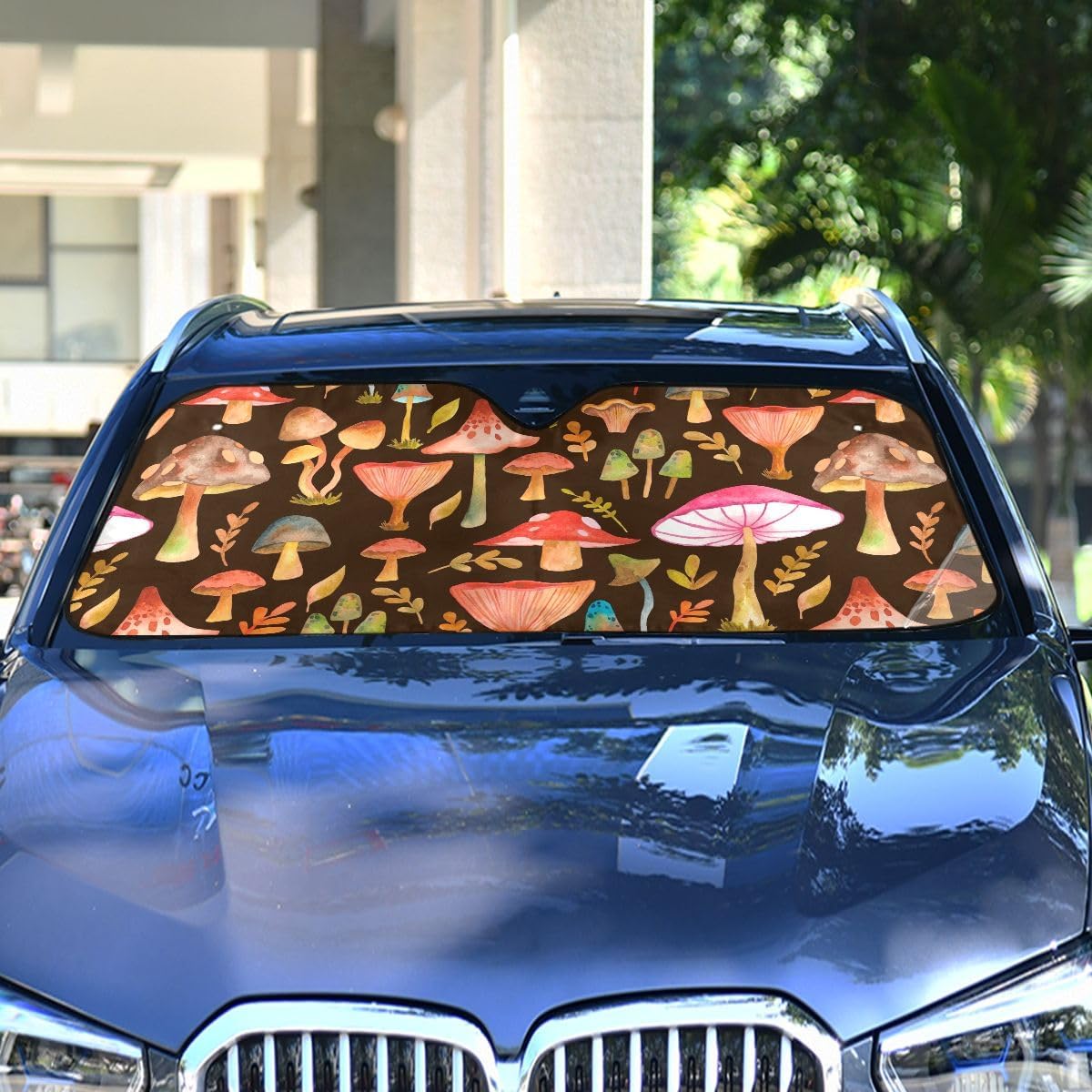 Black Leopard Car Windshield Sun Shade Animal Skin Print Foldable UV Ray Sun Visor Protector Sunshade to Keep Your Vehicle Cool (51" x 27.6")