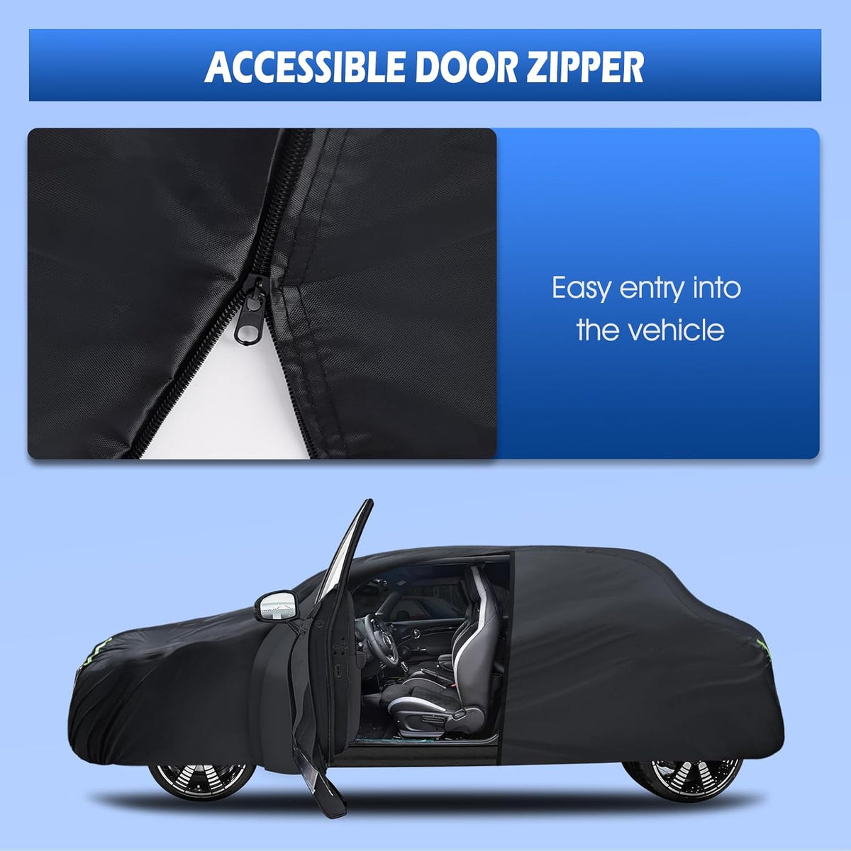 6 Layers Car Cover Waterproof All Weather for Automobiles, Size A3 with Zipper Cotton Fit for Toyota Camry, Honda Accord, Ford Mustang, Chevy Camaro/Malibu,Kia Optima/K5 (187-198 inch)