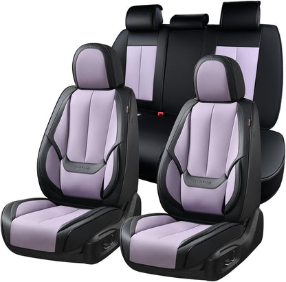 Coverado Seat Covers Full Set, Black Seat Covers for Cars 5 Seats, Car Seat Protector, Waterproof Nappa Leather Car Seat Cushion, Front and Rear Car Seat Cover Fit for Most Sedans SUV Pick-up Truck - Colors A