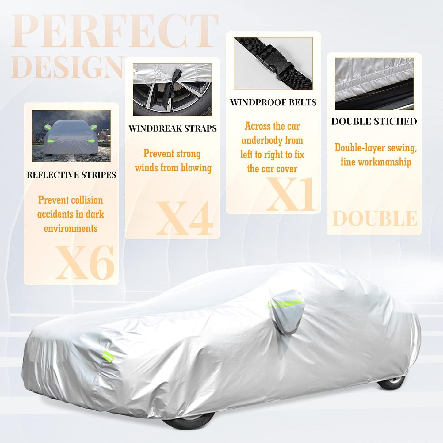 Car Cover, SUV Waterproof Car Covers for Automobiles All Weather Season UV Hail Protection Snowproof Full Car Cover, Outdoor Full Cover Universal Fit SUV Up to 190’’