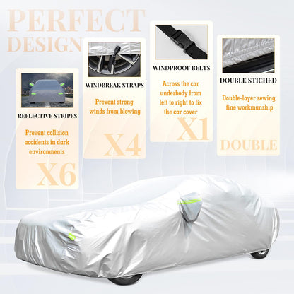 Car Cover, SUV Waterproof Car Covers for Automobiles All Weather Season UV Hail Protection Snowproof Full Car Cover, Outdoor Full Cover Universal Fit SUV Up to 190’’