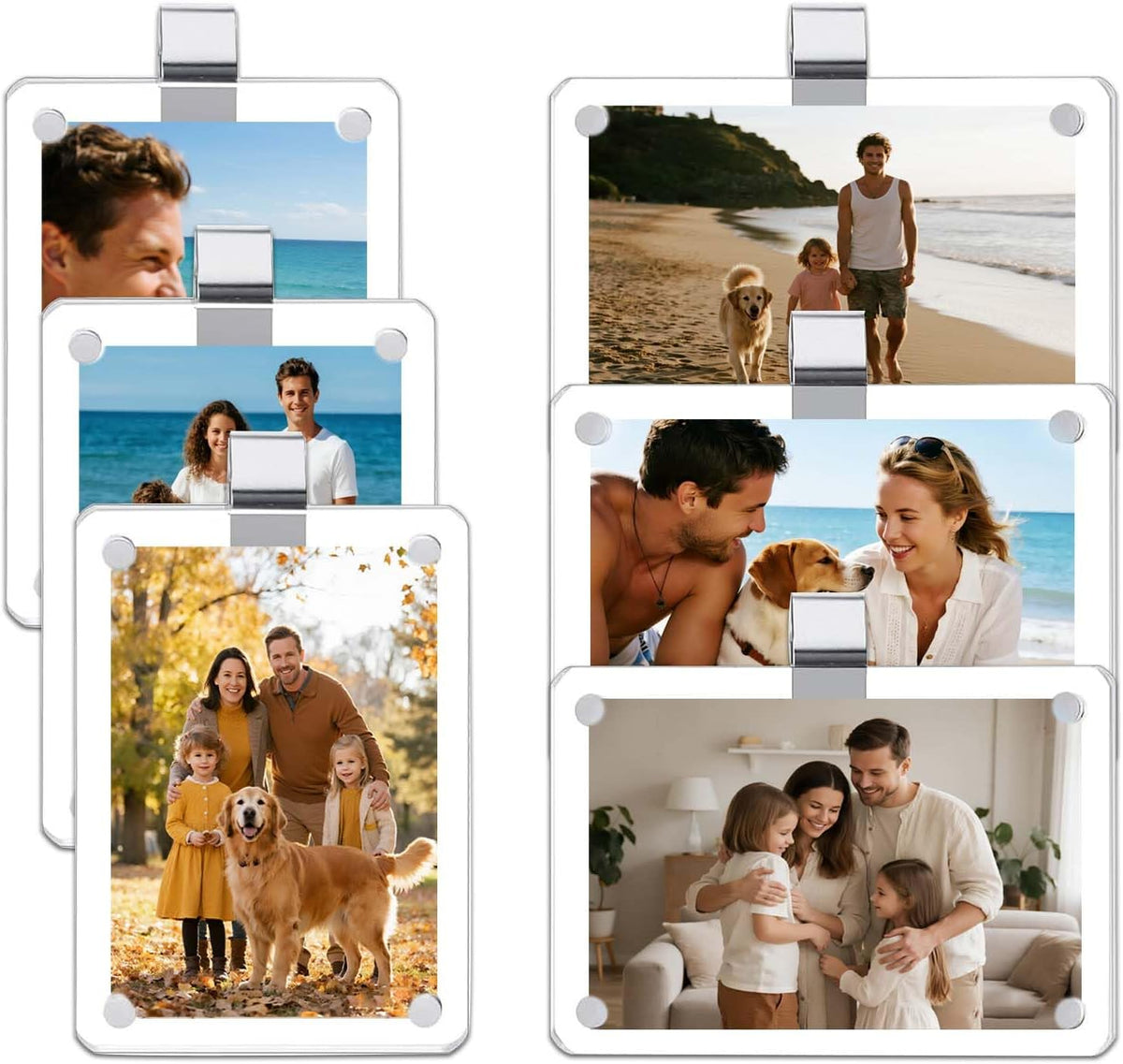 2 Pack Magnetic Car Visor Photo Holder – Personalized Acrylic Clip for Family, Pets, Travel Pictures – Easy Snap-On Car Accessory for Sun Visor (2 Pack, 2.4''x3.5'')